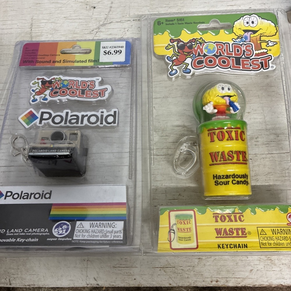 Lot Of 2 Worlds Coolest Key Chains Toxis Waste And Polaroid Nib